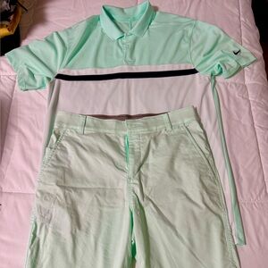 Nike Mint Green Dri-FIT Polo and Shorts Set - Men’s Medium